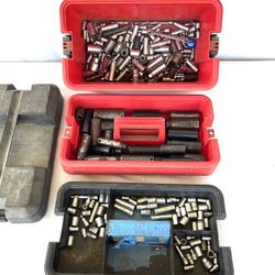 Huge Collection Of Different Sizes, Different Brands Of High Impact And Regular Ratchet Sockets with large toolbox