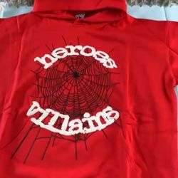 Sp5der Men's Hoodie Red Size L Brand New Never Been Worn  Villains Vs Hero’s