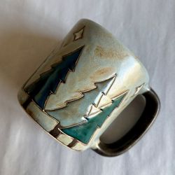Vintage 16-oz Mara Mexico Heavyweight Hand-Etched Pine Tree Oversize Mug