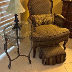 Antique Chair With Matching Ottoman