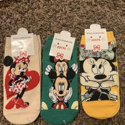 💖 Cute Cartoon Socks – Minnie & Mickey Style (3-Pack)