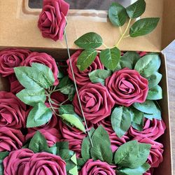 Artificial Red Burgundy roses