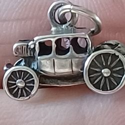 Vtg.sterling Silver- Stagecoach & Luggage  Rack Charm