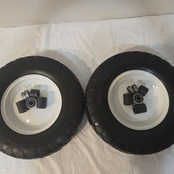 Set Of 2 Flat Free Wheel Barrel/ Utility Tires