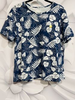 Women’s navy blue and white floral top XL