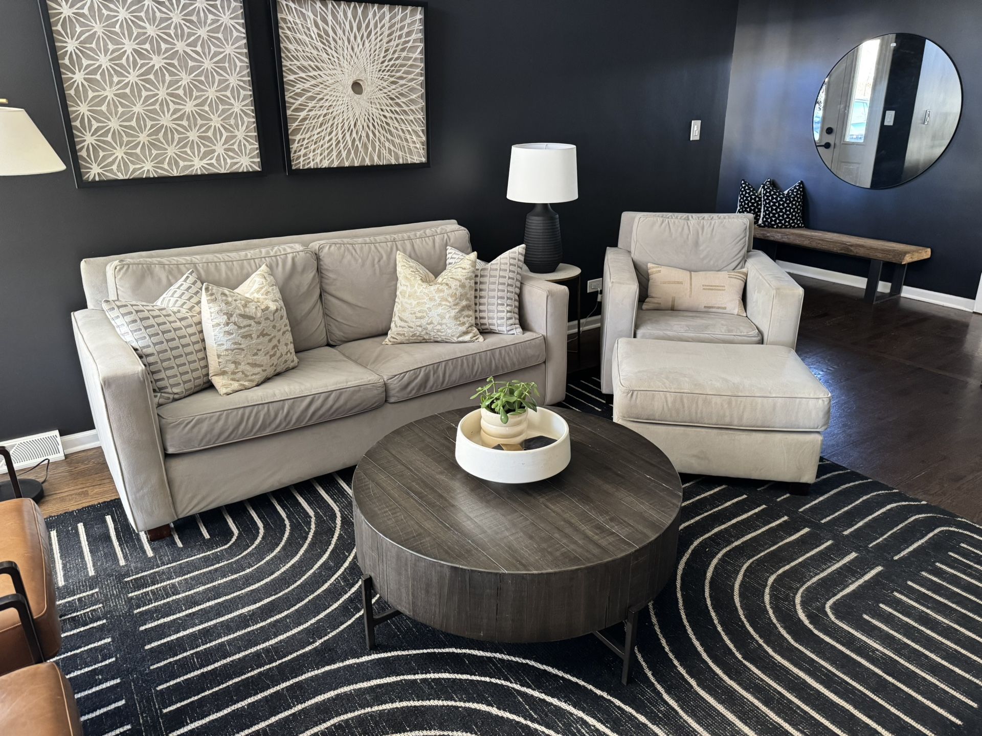 West Elm Henry 66” Sofa with Armchair & Ottoman Set