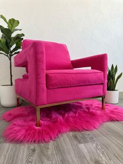 Hot Pink Velvet Accent Chair Gold Legs
