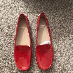 Red Stuart Weitzman Patent Leather Loafers