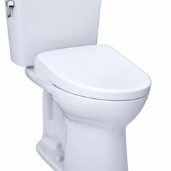 TOTO® Drake® Transitional WASHLET®+ Two-Piece Elongated 1.28 GPF Universal Height TORNADO FLUSH® Toilet and S7 Bidet Seat with Auto Flush, Cotton Whit
