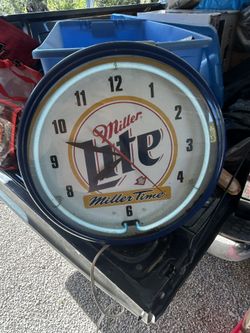 Vintage Miller Lite “Miller Time” Neon Wall Clock