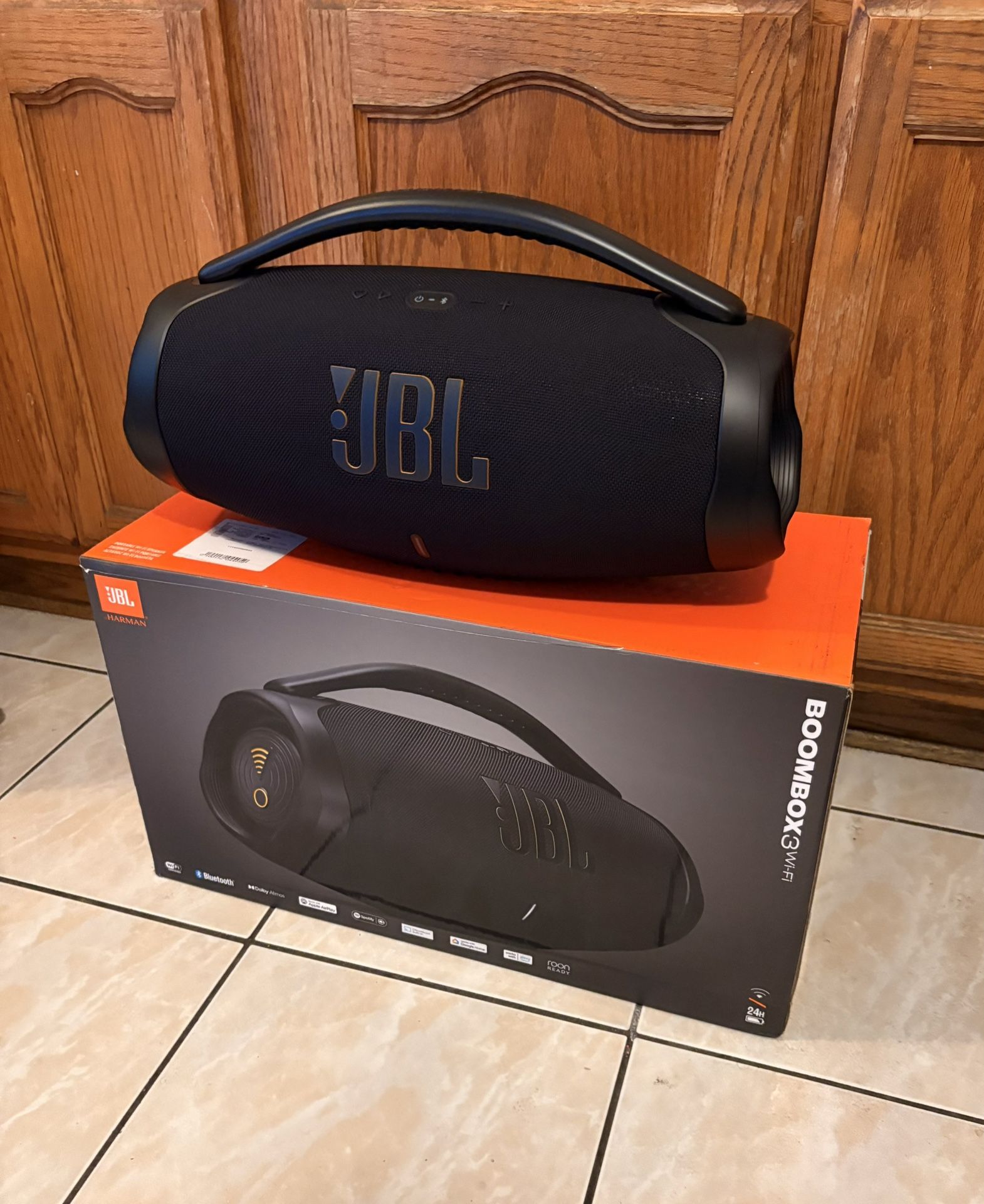JBL Boombox 3 (WiFi) Portable Speaker β Massive Sound + Huge Bass | WiFi & Bluetooth | 24H Battery | Waterproof