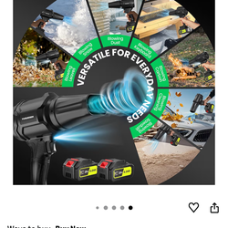 Cordless Leaf Blower, 980,000 RPM Handheld Leaf Blower with 2 X 4.0Ah Batteries & Charger, Lightweight Leaf Blowers for Patio Cleaning, Lawn Care, Lea