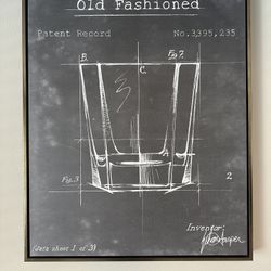 Framed Blueprint Canvas Old Fashioned