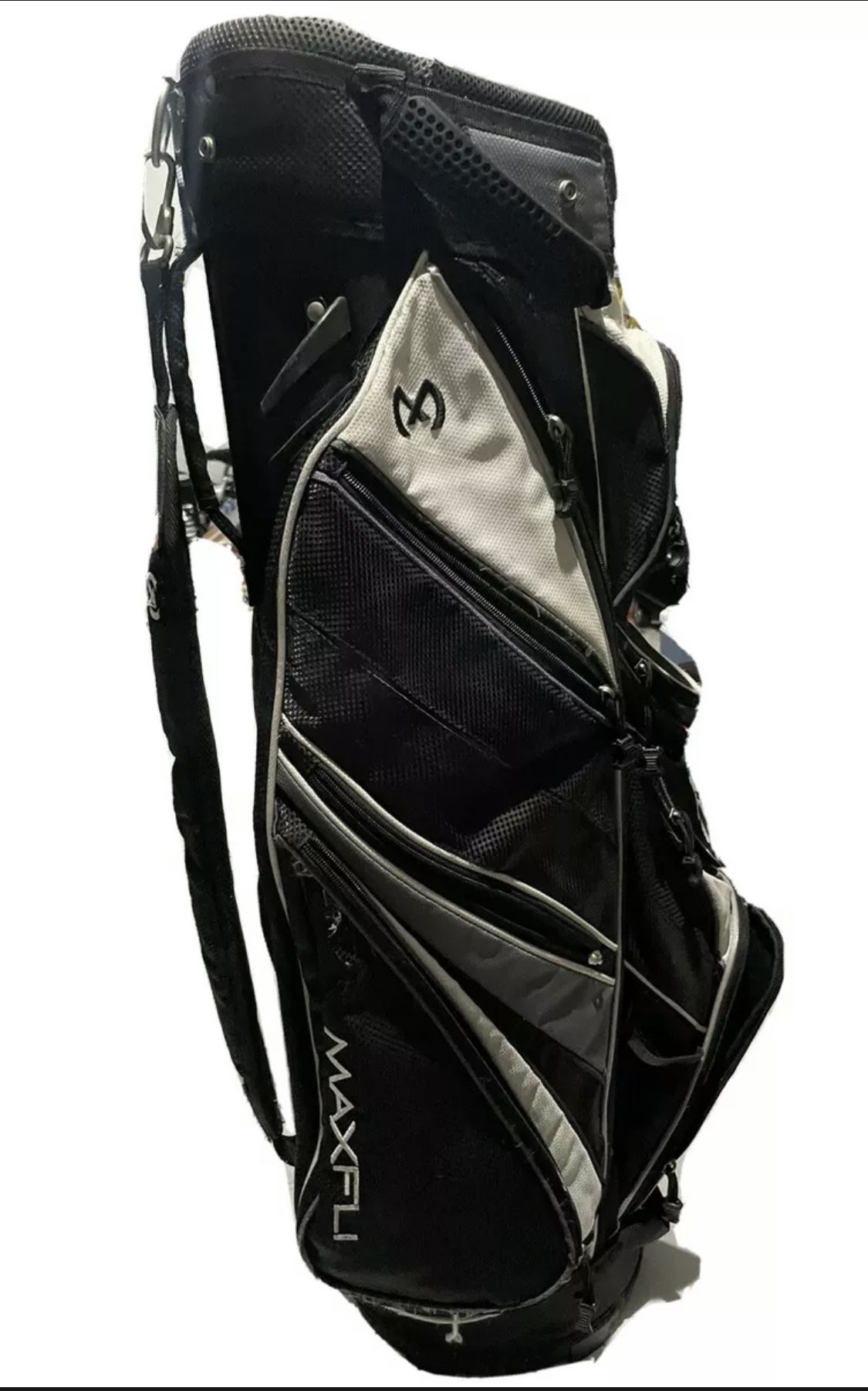Maxfli Golf Cart Bag White Black Gray 13 Way Dividers 12 Pockets