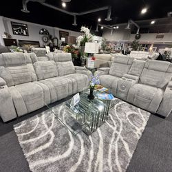 2 Pc Recliner Sofa And Loveseat With LED Light 