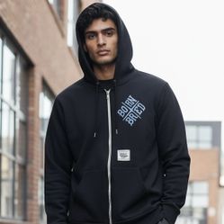 Born &  Bred Black Hoodie Men’s Size Medium Full Front Zip USA Made