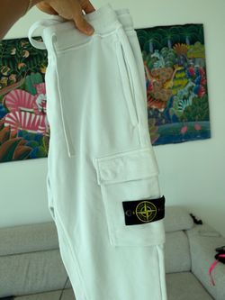 New Stone Island White Cargo Trouser Sweatpants