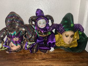 Mardi Gras Jester Porcelain Clown Dolls