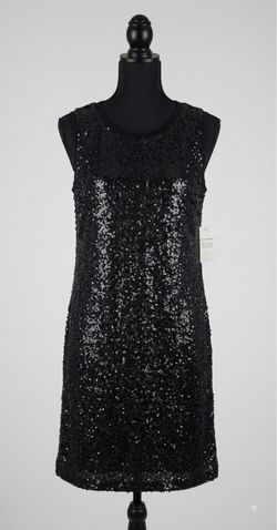 NWT Lucky Brand Black Sequin Shift Dress-XS $129 msrp & beauty gift bag