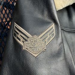 Harley Davidson full grain leather motorcycle jacket.