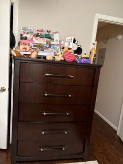 Dark Brown 5-Drawer Tall Dresser