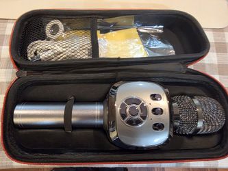 BONAOK Wireless Bluetooth Karaoke Microphone with Dual Sing, LED Lights, Portable Handheld Mic Speaker for Kids Birthday Home Party(Space Gray)
