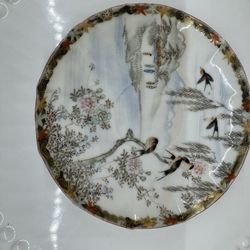 Delightful Vintage Japanese Hand-painted Kutani EggShell China Coffee Saucer 