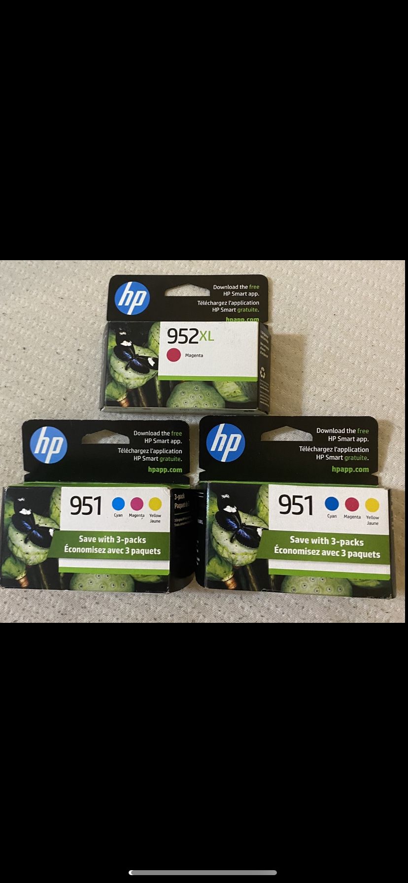 HP INK CARTRIDGE BUNDLE ($150+ off) X2(951 Cyan,Magenta,Yellow Jaune) (952 Magenta) Over $200 value