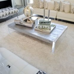 CUSTOM Furniture COFFEE CENTER TABLE 42" x 60" ACRYLIC LEGS