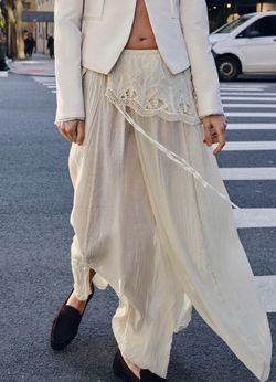 Zara Cream Maxi Skirt with Lace Trim