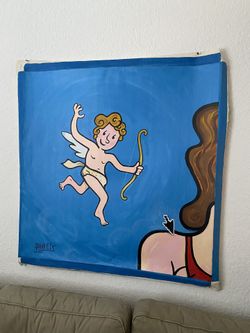 Original Oil on Canvas Without Stretching "CYBER CUPID"