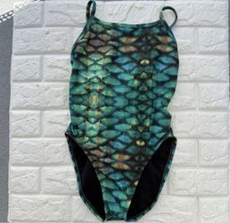 Jolyn Mermaid Mertall Print Onesie Swimsuit Small