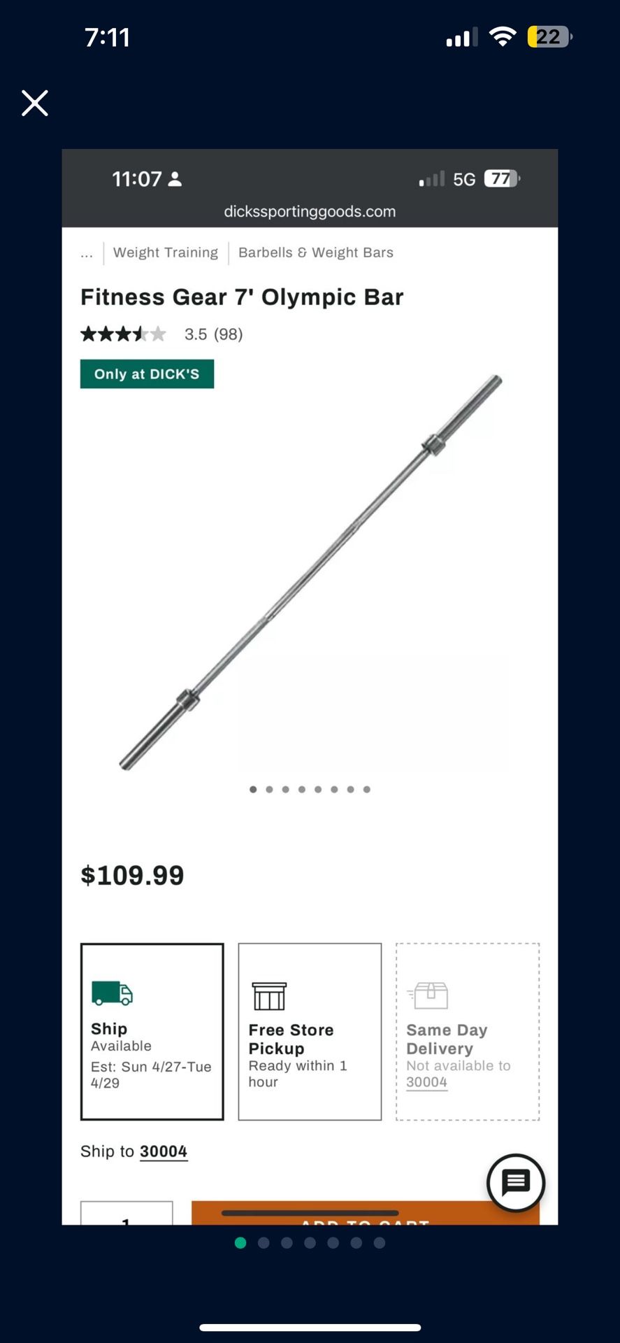 Fitness Gear 7 Olympic bar