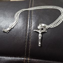 Silver Chain & Cross 