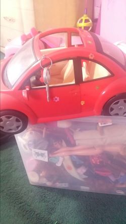 Vintage Barbie Cherry Red 2000 barbie Volkswagon Car With Key