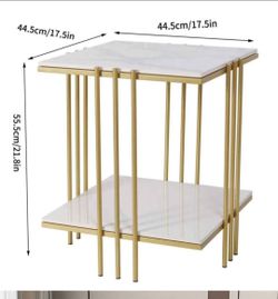 Modern Gold and White Marble Nesting Side Tables
