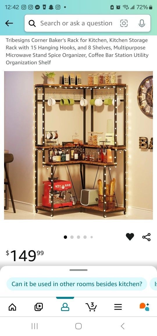 Corner Baker's Rack And Bar