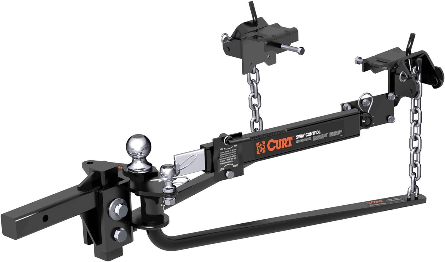 CURT 17062 Round Bar Weight Distribution Hitch with Integrated Lubrication and Sway Control, Up to 10K, 2-in Shank, 2-5/16-Inch Ball