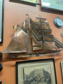 Mid century modern signed curtis jere ship boat sculpture artwork