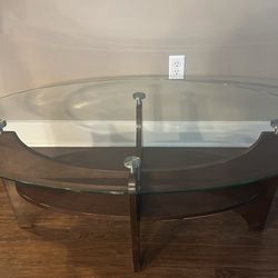 Oval coffee table glass top