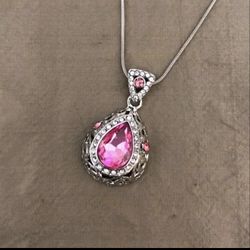 White Gold Plated Crystal Necklace