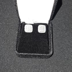 11 mm Sterling Silver Lab Grown Diamond Stud Earrings 