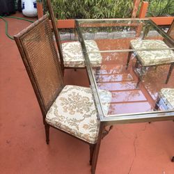 Antique Brass Flamingo Style Dining Set With 4 Chairs 
