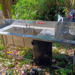 Stainless steel 4 compartment custom made sink. High grade stainless