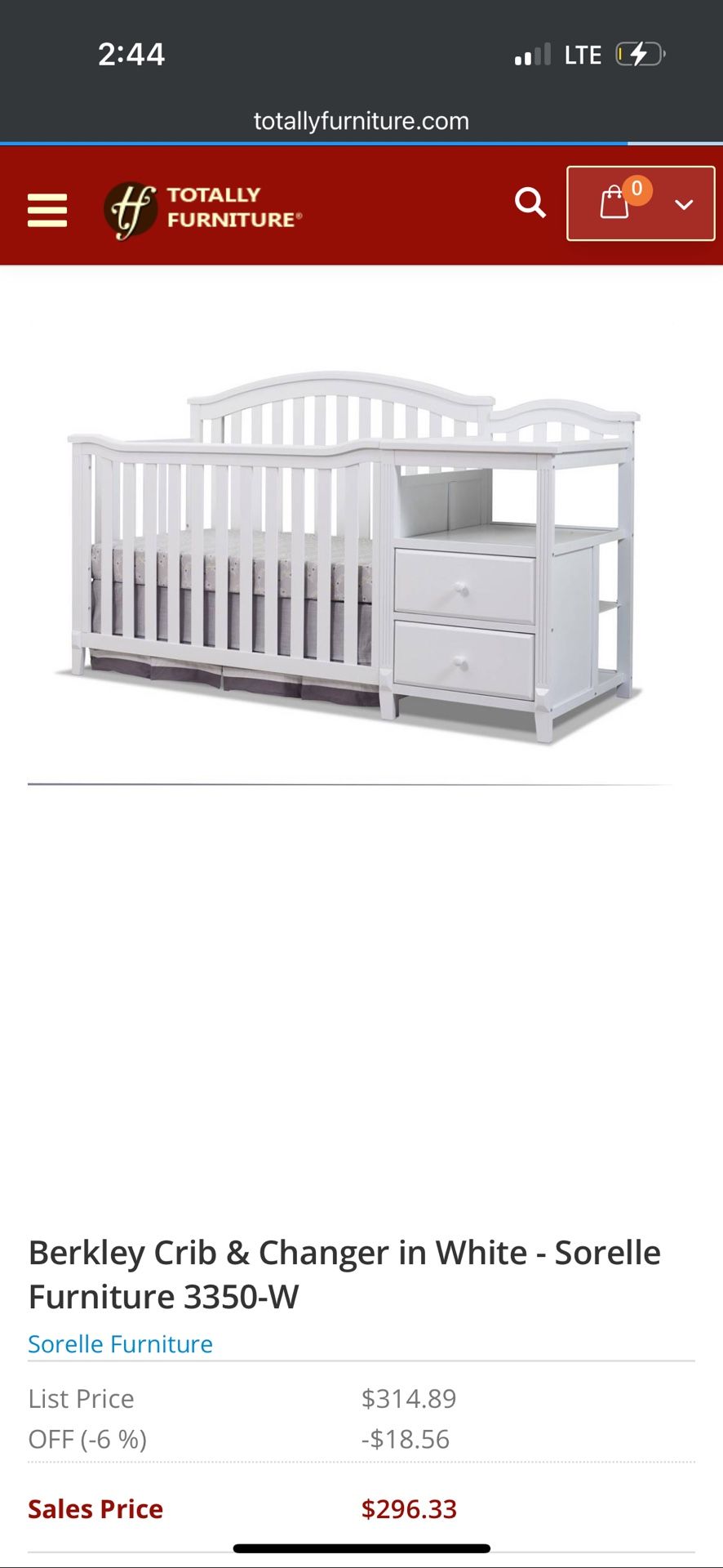 Sorelle Furniture Berkeley Crib and Changer