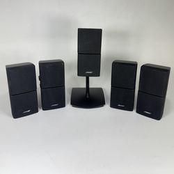 Lot of 5 Bose Double-Cube Black Acoustimass Satellite Speakers with Mounts