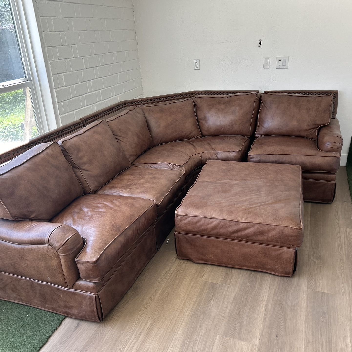 DEAL - Large Sectional Leather Couch With Ottoman