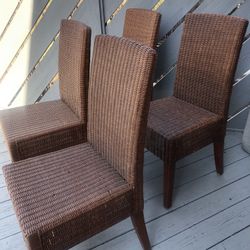Set Of 4 Wicker Chairs