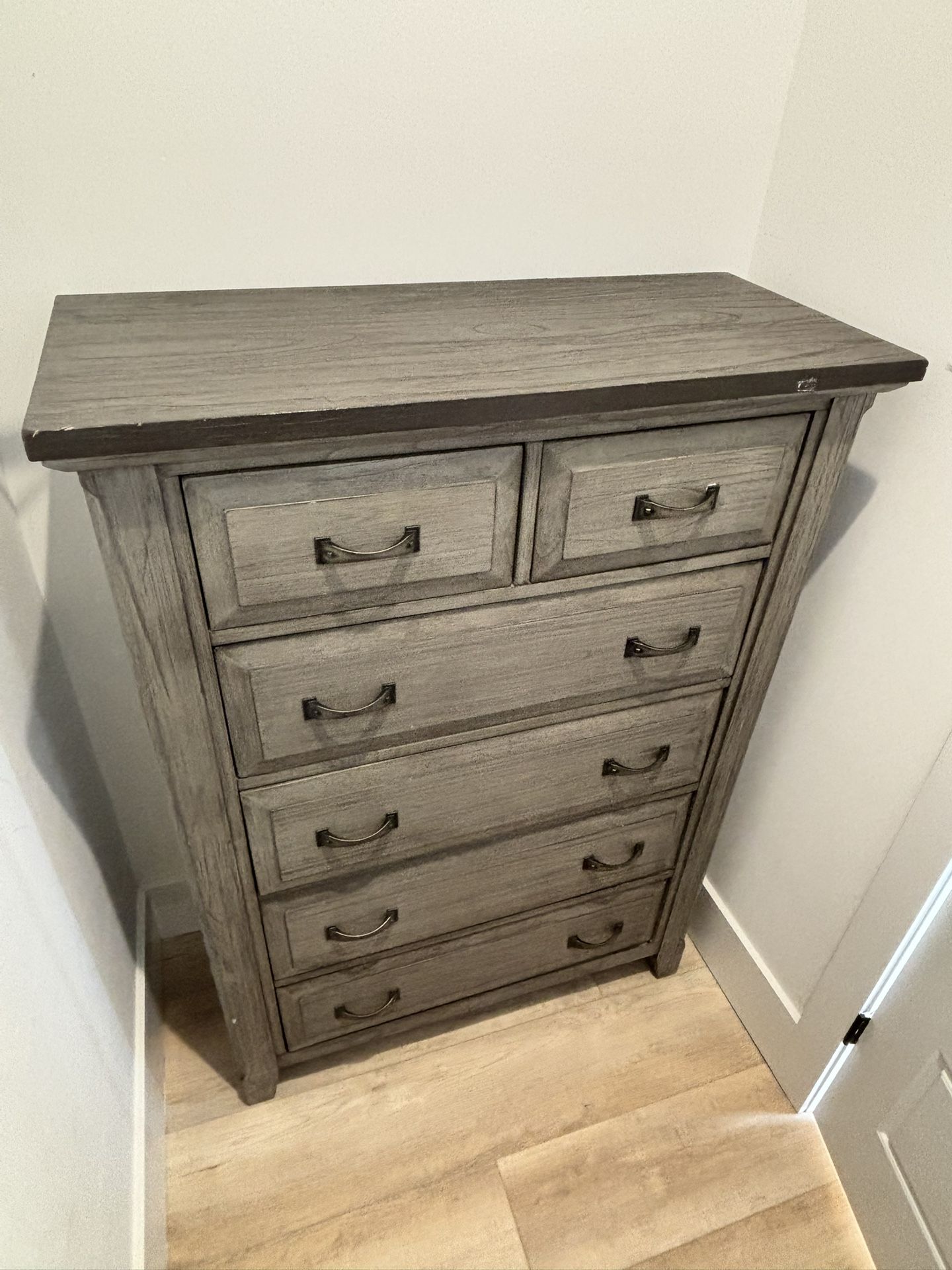 Gray Wooden 6 Drawer Tall Dresser