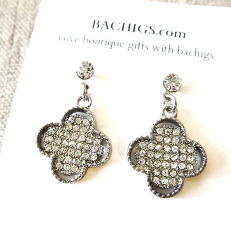 Silver Clover Drop Earrings, Boutique Jewelry, New